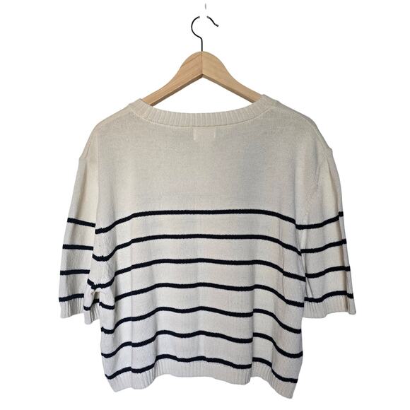 H&M Breton Stripe Short Sleeve Cropped Boxy Sweater - XL - Picture 3 of 9
